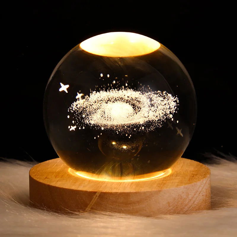 USB LED Night Light Galaxy Crystal Ball Table Lamp 3D Planet Moon Lamp Bedroom Home Decor for Kids Party Children Birthday Gifts - Slobuy