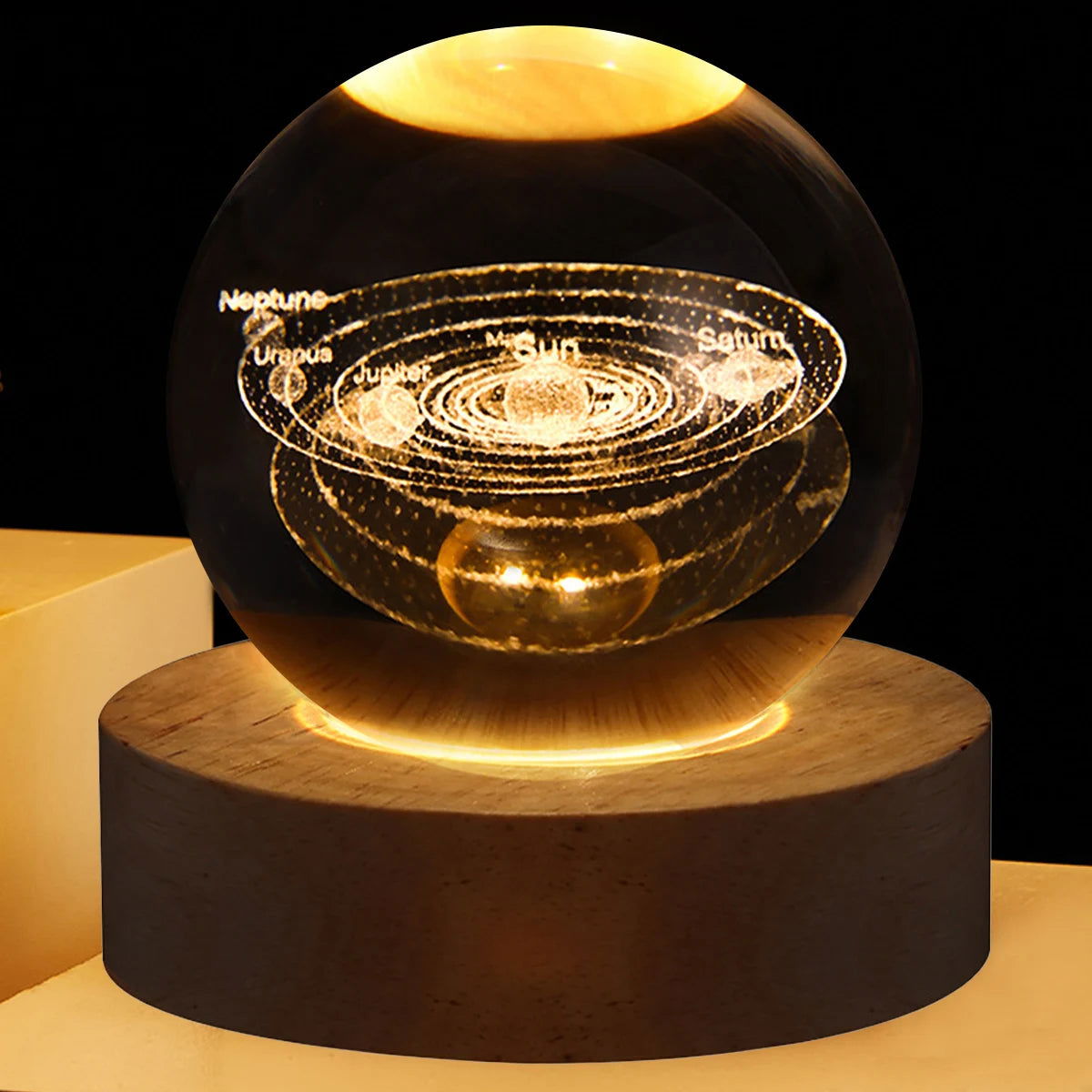 USB LED night light, Galaxy Crystal Ball lamp, 3D planet moon lamp, home decoration - Slobuy