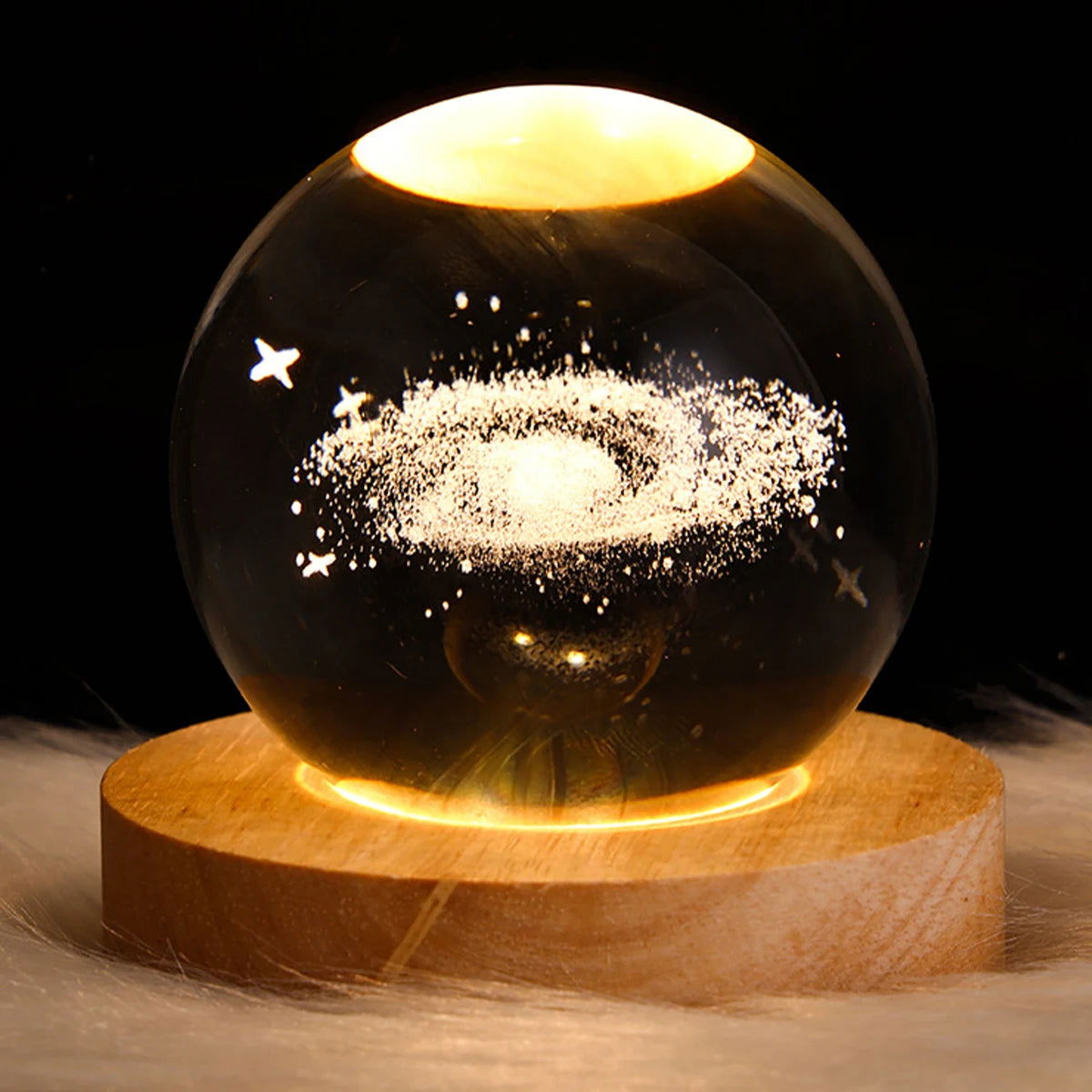 USB LED night light, Galaxy Crystal Ball lamp, 3D planet moon lamp, home decoration - Slobuy