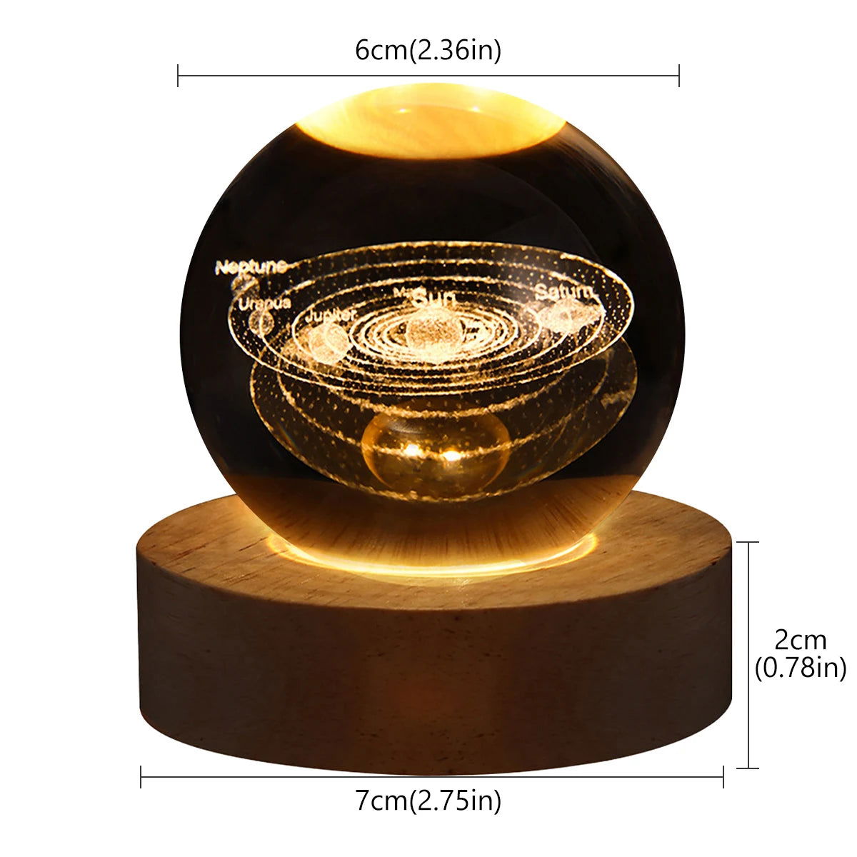 USB LED night light, Galaxy Crystal Ball lamp, 3D planet moon lamp, home decoration - Slobuy
