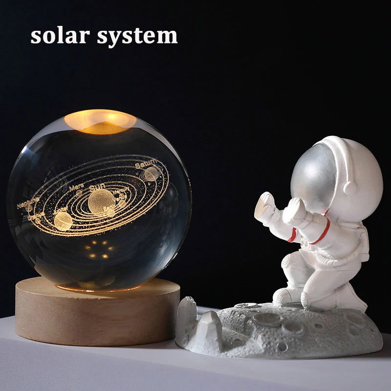 USB LED night light, Galaxy Crystal Ball lamp, 3D planet moon lamp, home decoration - Slobuy