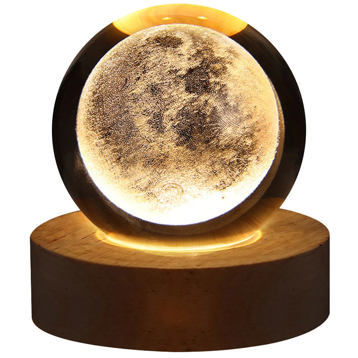 USB LED night light, Galaxy Crystal Ball lamp, 3D planet moon lamp, home decoration - Slobuy