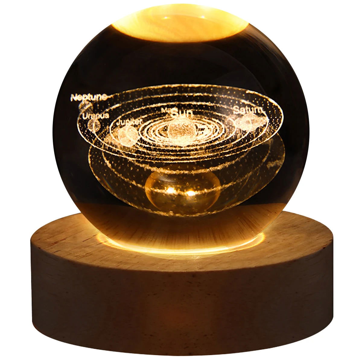 USB LED night light, Galaxy Crystal Ball lamp, 3D planet moon lamp, home decoration - Slobuy