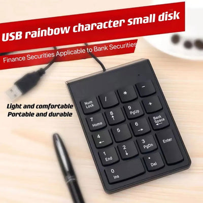 USB Numeric Keypad Wire Numpad Digital 19 Key Mini Keyboard For PC Laptop Notebook Tablets Accounting Number Pad Bank Stocks - Slobuy