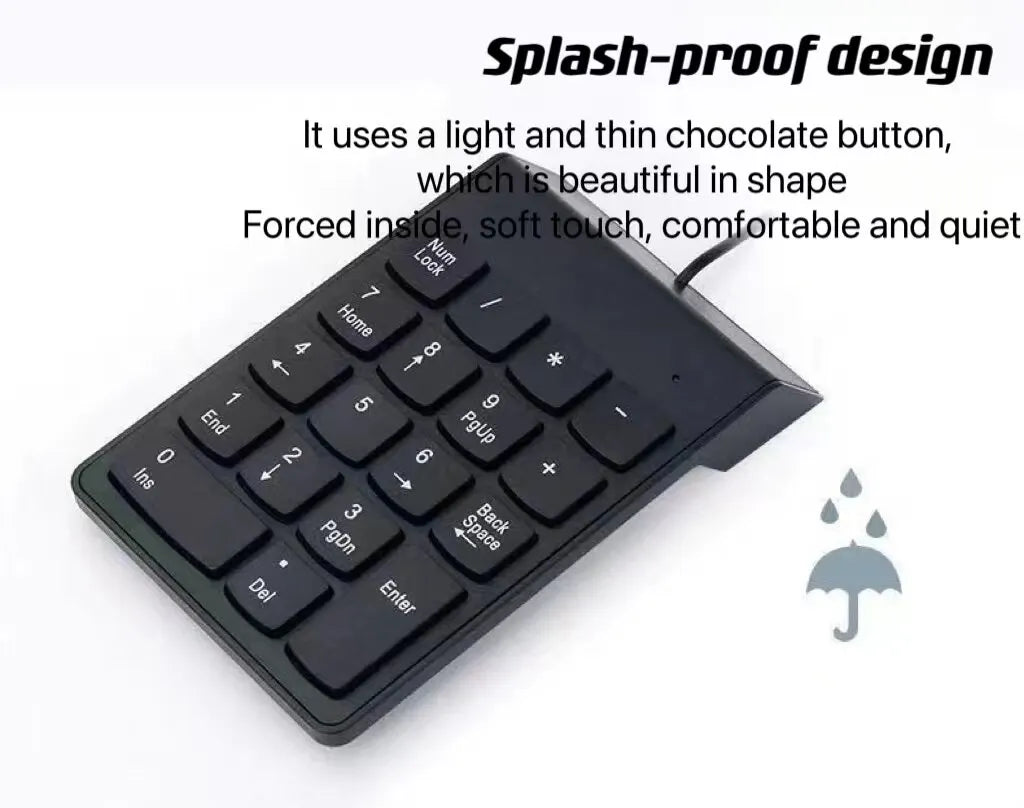 USB Numeric Keypad Wire Numpad Digital 19 Key Mini Keyboard For PC Laptop Notebook Tablets Accounting Number Pad Bank Stocks - Slobuy