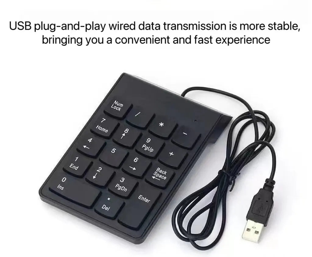 USB Numeric Keypad Wire Numpad Digital 19 Key Mini Keyboard For PC Laptop Notebook Tablets Accounting Number Pad Bank Stocks - Slobuy