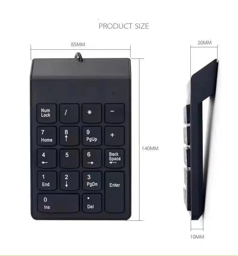 USB Numeric Keypad Wire Numpad Digital 19 Key Mini Keyboard For PC Laptop Notebook Tablets Accounting Number Pad Bank Stocks - Slobuy