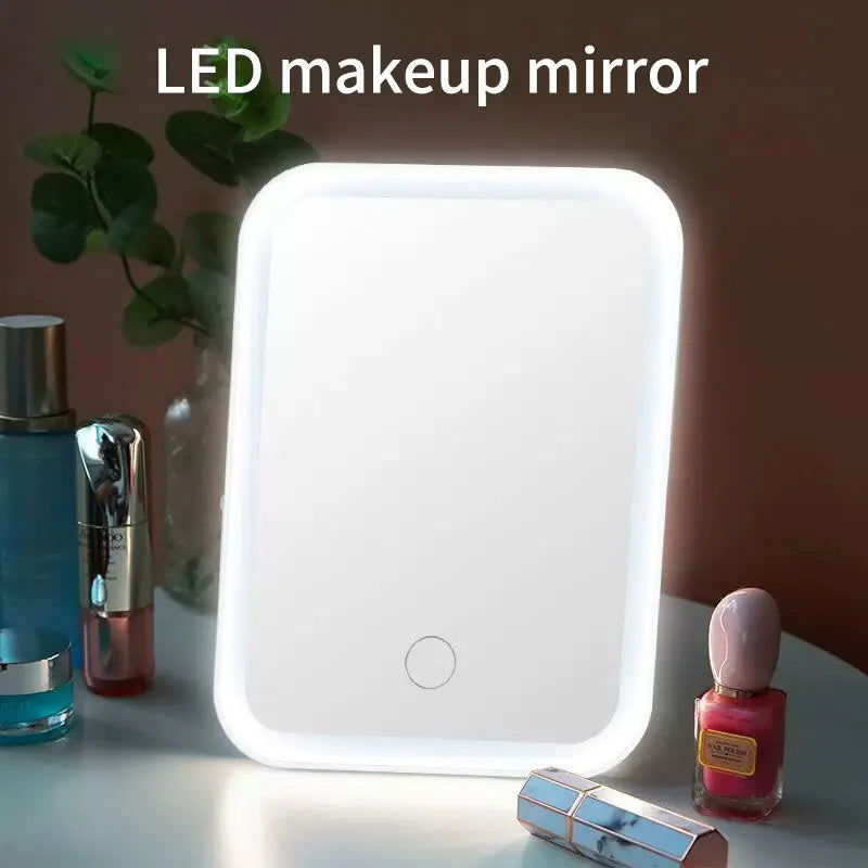 USB Portable Compact LED Vanity Mirror with Touch Screen Dimming Makeup Mirror - Slobuy