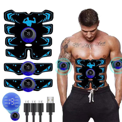 USB Rechargable EMS Muscle Stimulator ABS Arm 3 IN 1 Trainer Pad Wireless Smart Fitness Abdominal Training Electric Body Slim - Slobuy