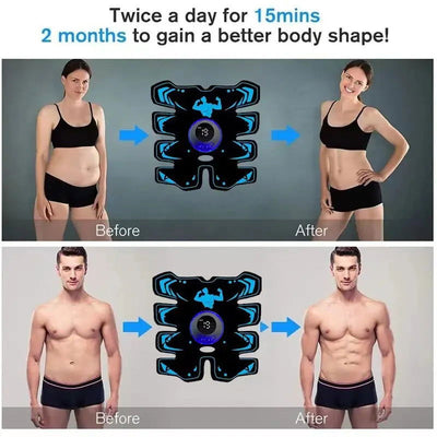 USB Rechargable EMS Muscle Stimulator ABS Arm 3 IN 1 Trainer Pad Wireless Smart Fitness Abdominal Training Electric Body Slim - Slobuy