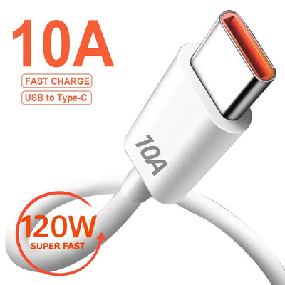 USB Type C Cable 120W 10A Fast Charging Wire Mobile Phone USB For Huawei P30 Xiaomi Realme Samsung Poco x6 USB C Data Cable Cord - Slobuy