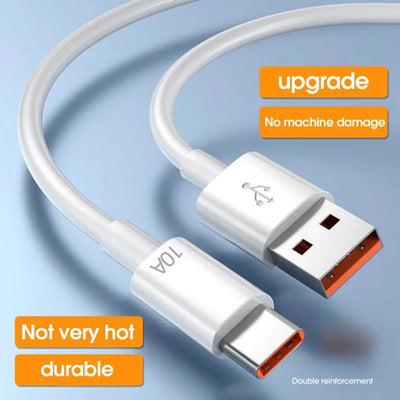 USB Type C Cable 120W 10A Fast Charging Wire Mobile Phone USB For Huawei P30 Xiaomi Realme Samsung Poco x6 USB C Data Cable Cord - Slobuy