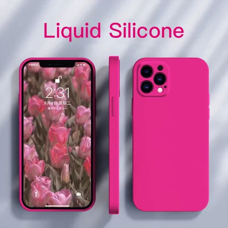 UTOPER Original Square Liquid Silicone Phone Case For iPhone 15 11 12 13 14 Pro Max XS XR X 7 8 Plus Shockproof Protection Cover - Slobuy