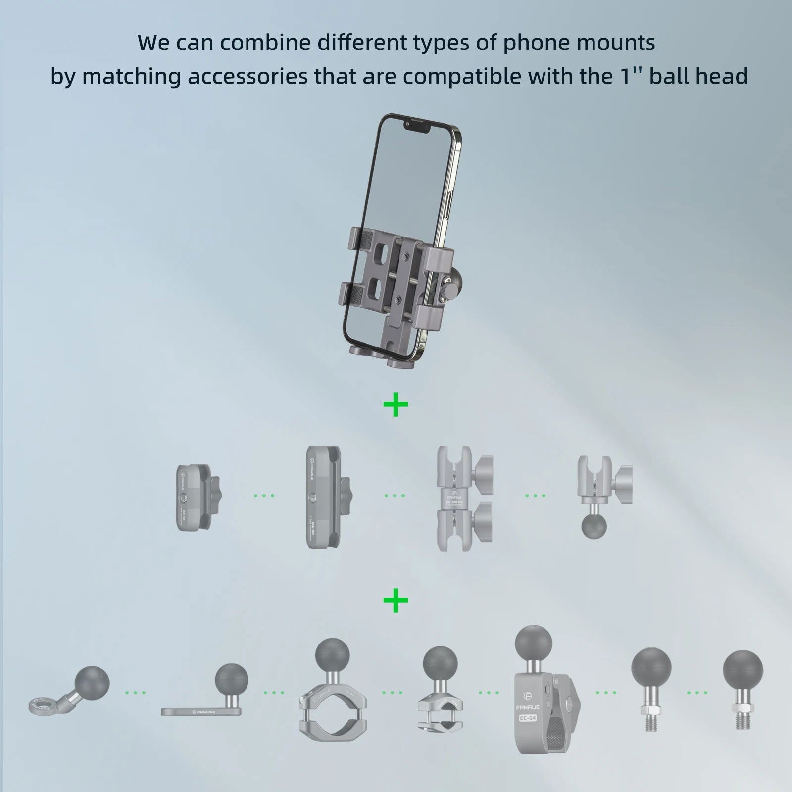 FANAUE Motorcycle Phone Mount with Vibration Dampener for ATV/ UTV Bike Scooter Aluminum Alloy Handlebar Cell Holder Motorbike - Slobuy