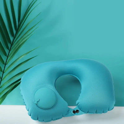 U Shape Neck Cushion Automatic Air Inflatable Pillow Compress Ring Pillow For Airplane Car Outdoor Travel - Slobuy