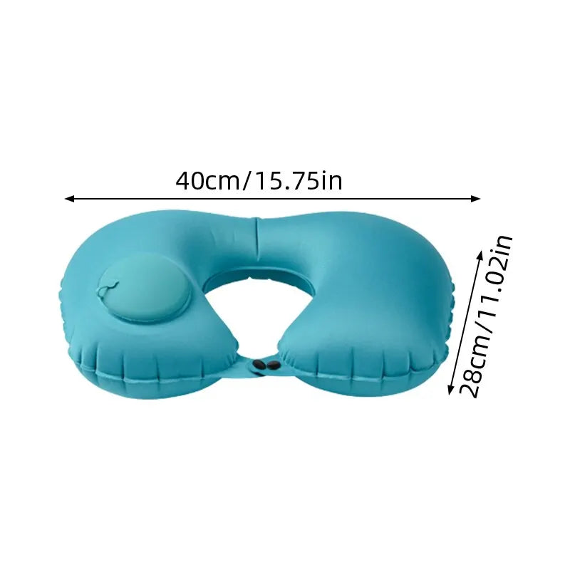 U Shape Neck Cushion Automatic Air Inflatable Pillow Compress Ring Pillow For Airplane Car Outdoor Travel - Slobuy