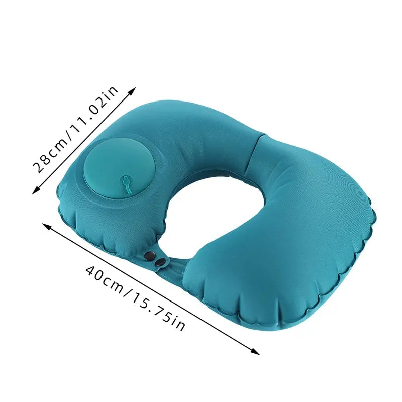 U Shape Neck Cushion Automatic Air Inflatable Pillow Compress Ring Pillow For Airplane Car Outdoor Travel - Slobuy