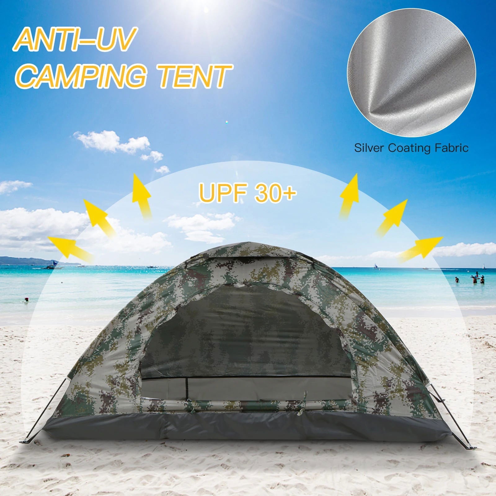 Ultralight Camping Tent Single Layer Portable Tent Anti-UV Coating UPF 30+ for Outdoor Beach Fishing - Slobuy