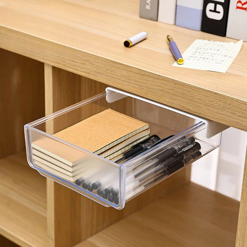 Undertable Drawer Storage Box Hidden Hanging Bedroom Dormitory Office Table Pasting Non Punching Table Bottom Sorting - Slobuy