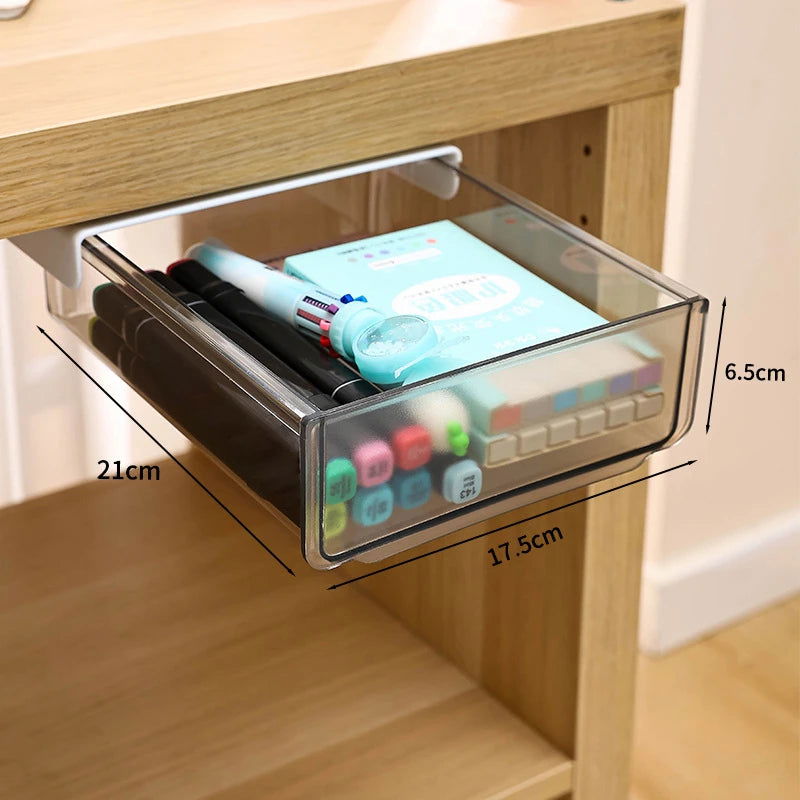 Undertable Drawer Storage Box Hidden Hanging Bedroom Dormitory Office Table Pasting Non Punching Table Bottom Sorting - Slobuy