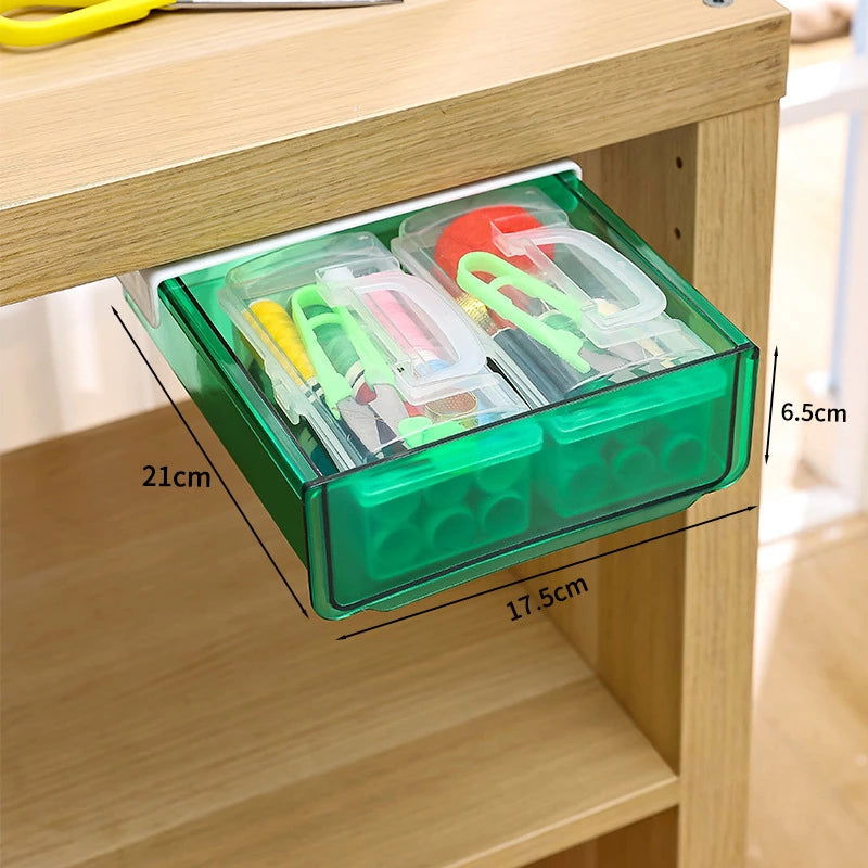 Undertable Drawer Storage Box Hidden Hanging Bedroom Dormitory Office Table Pasting Non Punching Table Bottom Sorting - Slobuy