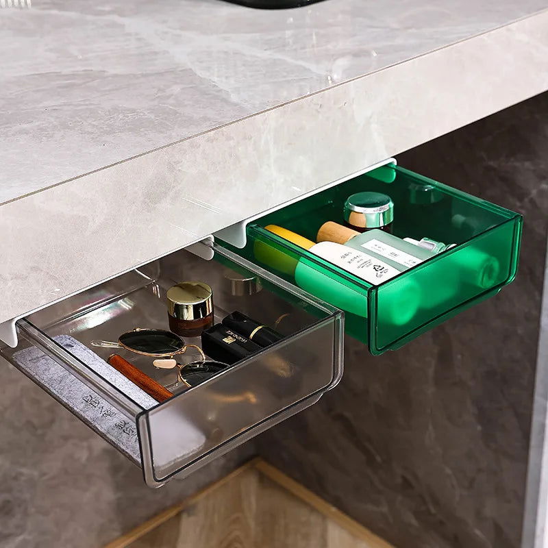 Undertable Drawer Storage Box Hidden Hanging Bedroom Dormitory Office Table Pasting Non Punching Table Bottom Sorting - Slobuy