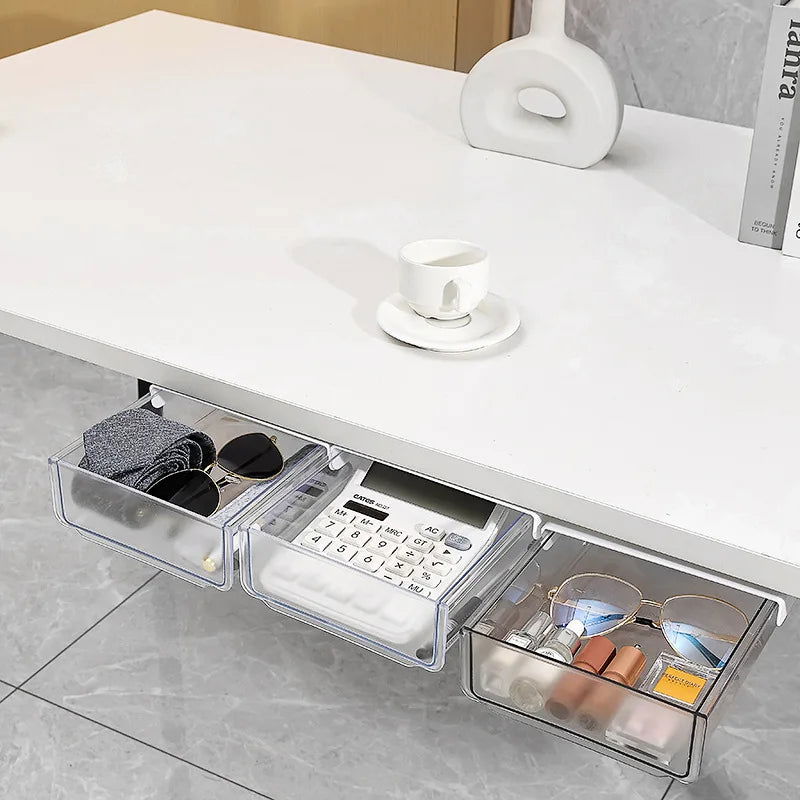 Undertable Drawer Storage Box Hidden Hanging Bedroom Dormitory Office Table Pasting Non Punching Table Bottom Sorting - Slobuy