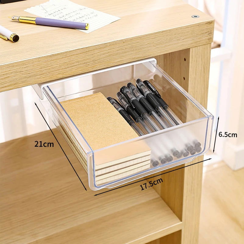 Undertable Drawer Storage Box Hidden Hanging Bedroom Dormitory Office Table Pasting Non Punching Table Bottom Sorting - Slobuy