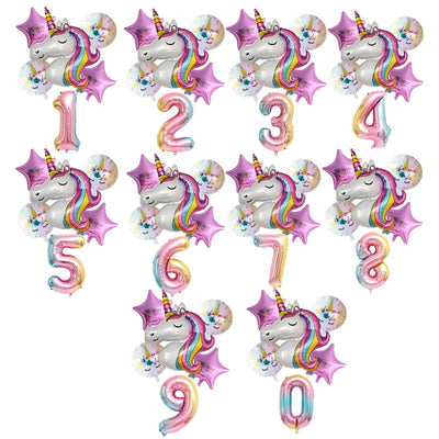 Unicorn Balloon 1st Birthday Party Decorations Kids Globo baby shower first Number inflatable Helium Foil Balloons new year 2023 - Slobuy