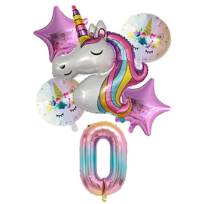 Unicorn Balloon 1st Birthday Party Decorations Kids Globo baby shower first Number inflatable Helium Foil Balloons new year 2023 - Slobuy