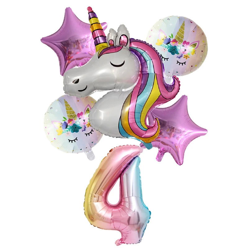 Unicorn Balloon 1st Birthday Party Decorations Kids Globo baby shower first Number inflatable Helium Foil Balloons new year 2023 - Slobuy
