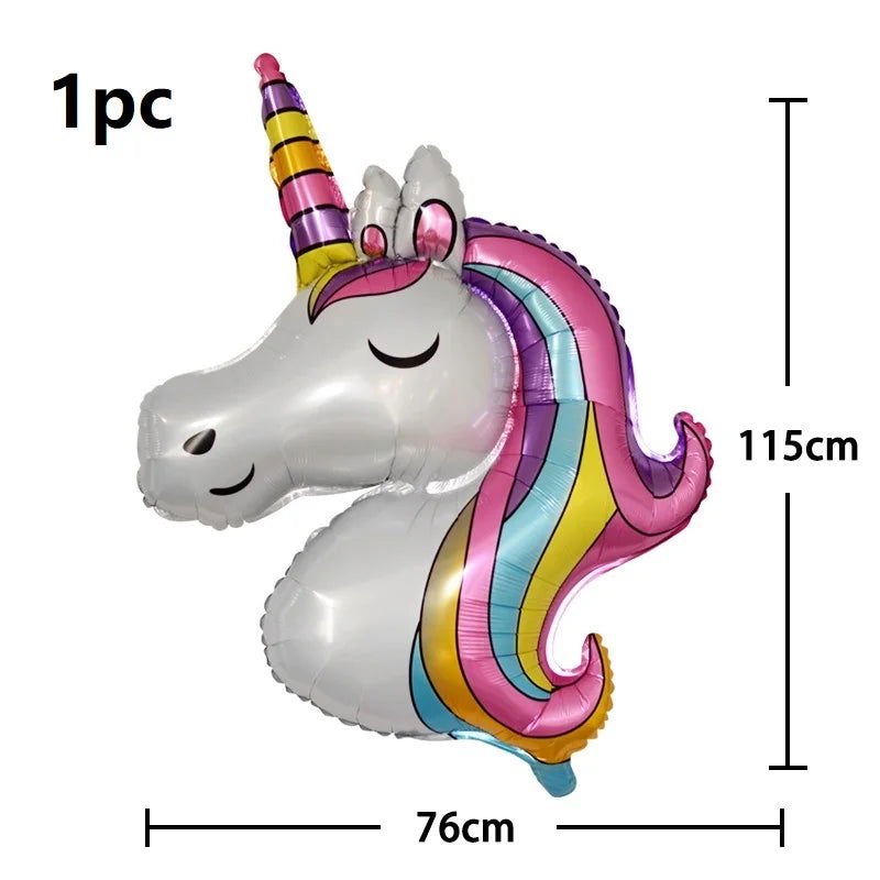 Unicorn Balloon 1st Birthday Party Decorations Kids Globo baby shower first Number inflatable Helium Foil Balloons new year 2023 - Slobuy