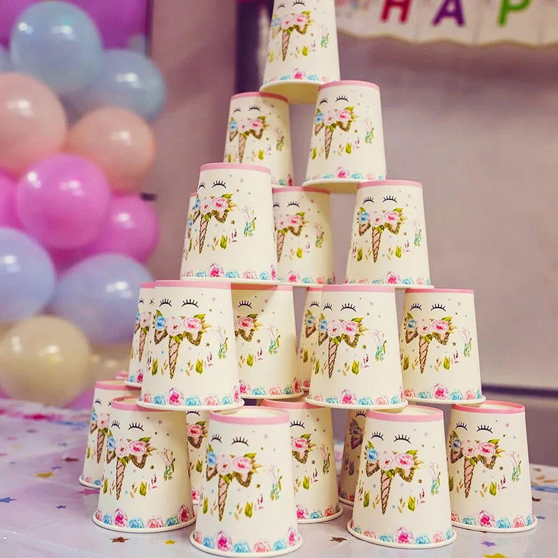 Unicorn Plate Napkin Cups Unicorn Party Supplies Balloons Kids Birthday Party Decoration Baby Shower Girl Kid Birthday Supplies - Slobuy