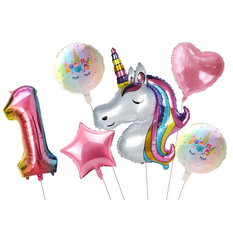 Unicorn Plate Napkin Cups Unicorn Party Supplies Balloons Kids Birthday Party Decoration Baby Shower Girl Kid Birthday Supplies - Slobuy
