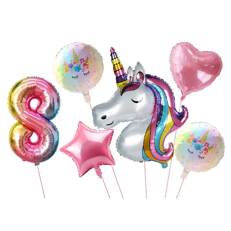 Unicorn Plate Napkin Cups Unicorn Party Supplies Balloons Kids Birthday Party Decoration Baby Shower Girl Kid Birthday Supplies - Slobuy
