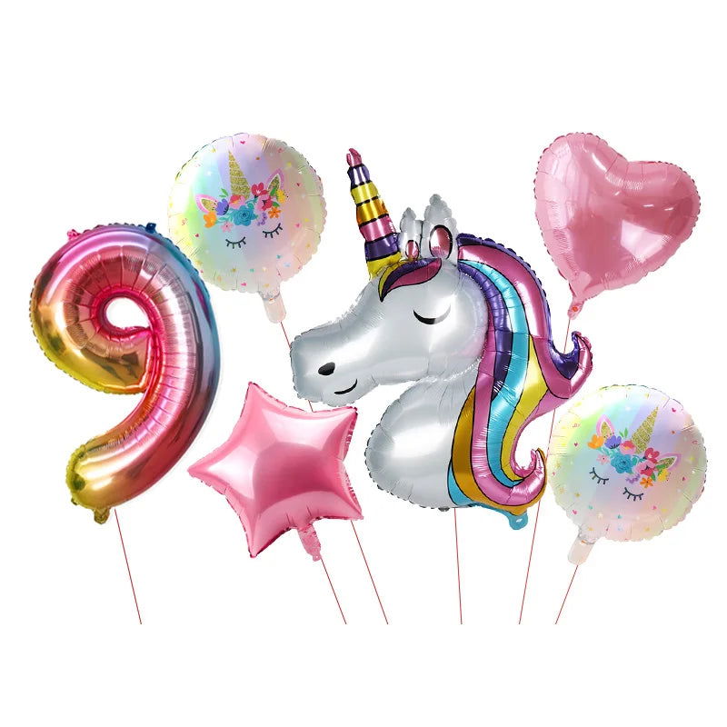 Unicorn Plate Napkin Cups Unicorn Party Supplies Balloons Kids Birthday Party Decoration Baby Shower Girl Kid Birthday Supplies - Slobuy