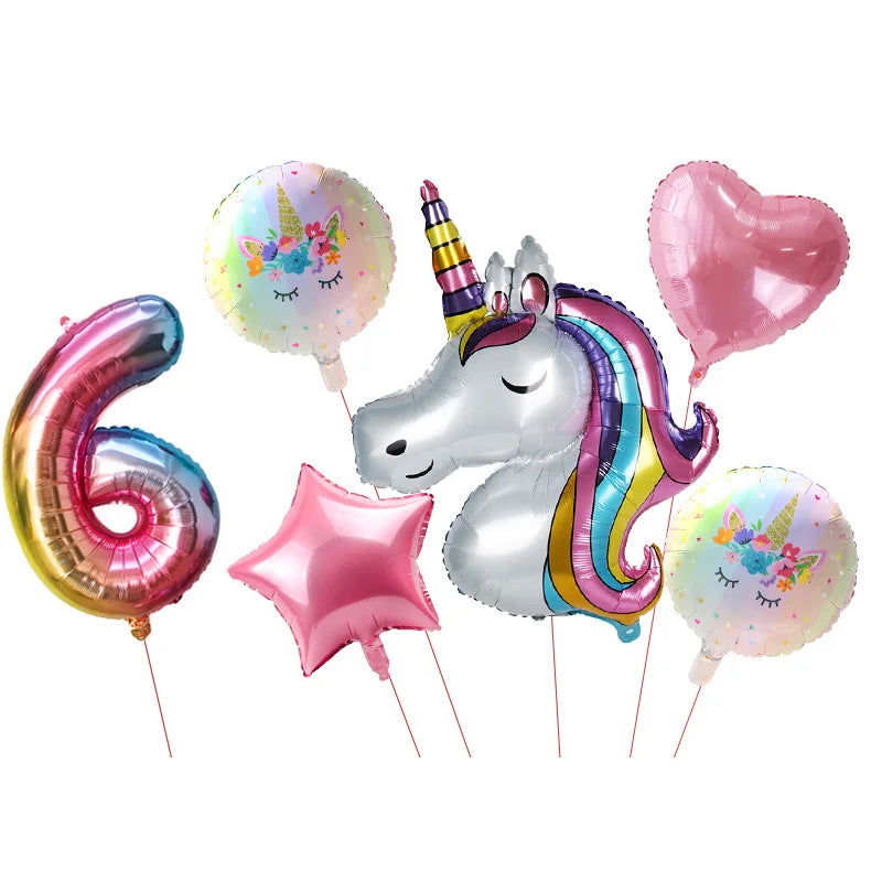 Unicorn Plate Napkin Cups Unicorn Party Supplies Balloons Kids Birthday Party Decoration Baby Shower Girl Kid Birthday Supplies - Slobuy