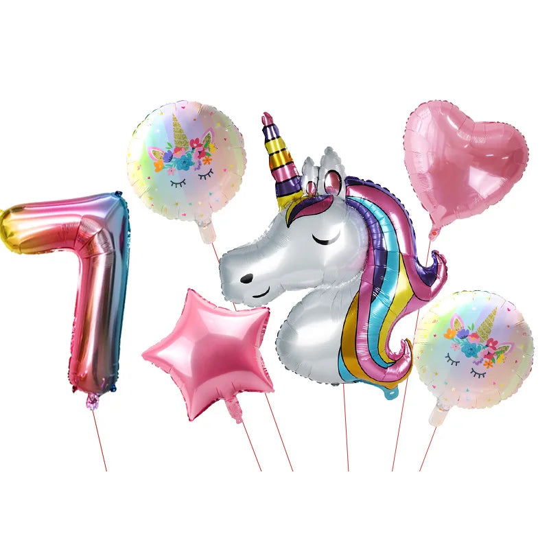 Unicorn Plate Napkin Cups Unicorn Party Supplies Balloons Kids Birthday Party Decoration Baby Shower Girl Kid Birthday Supplies - Slobuy
