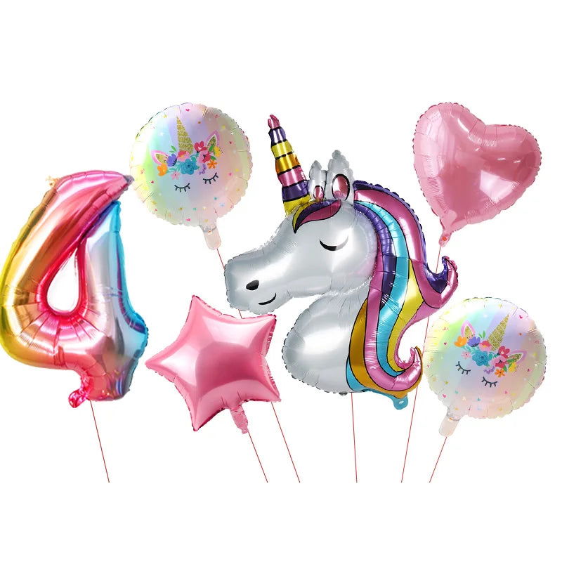 Unicorn Plate Napkin Cups Unicorn Party Supplies Balloons Kids Birthday Party Decoration Baby Shower Girl Kid Birthday Supplies - Slobuy