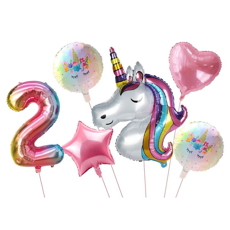 Unicorn Plate Napkin Cups Unicorn Party Supplies Balloons Kids Birthday Party Decoration Baby Shower Girl Kid Birthday Supplies - Slobuy