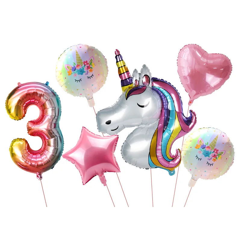 Unicorn Plate Napkin Cups Unicorn Party Supplies Balloons Kids Birthday Party Decoration Baby Shower Girl Kid Birthday Supplies - Slobuy