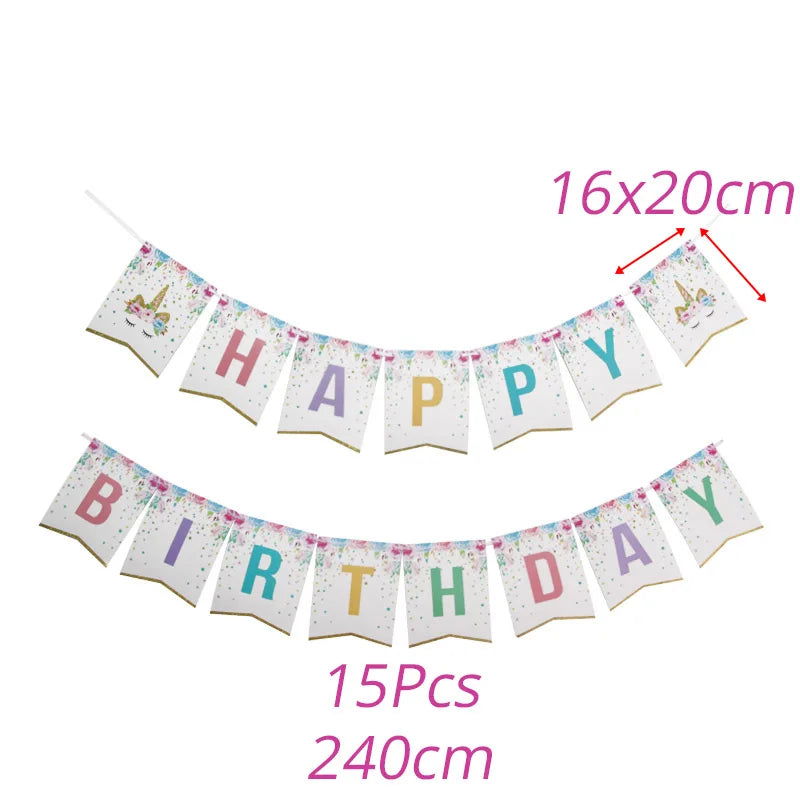 Unicorn Plate Napkin Cups Unicorn Party Supplies Balloons Kids Birthday Party Decoration Baby Shower Girl Kid Birthday Supplies - Slobuy