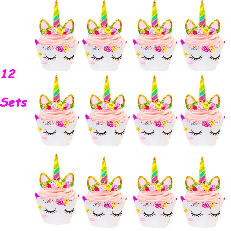 Unicorn Plate Napkin Cups Unicorn Party Supplies Balloons Kids Birthday Party Decoration Baby Shower Girl Kid Birthday Supplies - Slobuy
