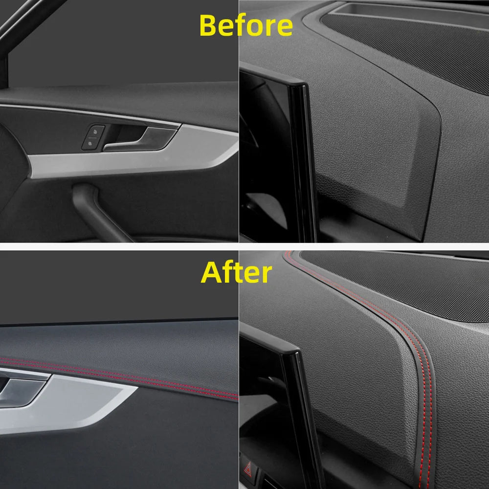 Universal Car Mouldings Trim Pu Leather DIY Braid Decorative Line Strip For Door Dashboard Sticker Car Interior Accessories - Slobuy