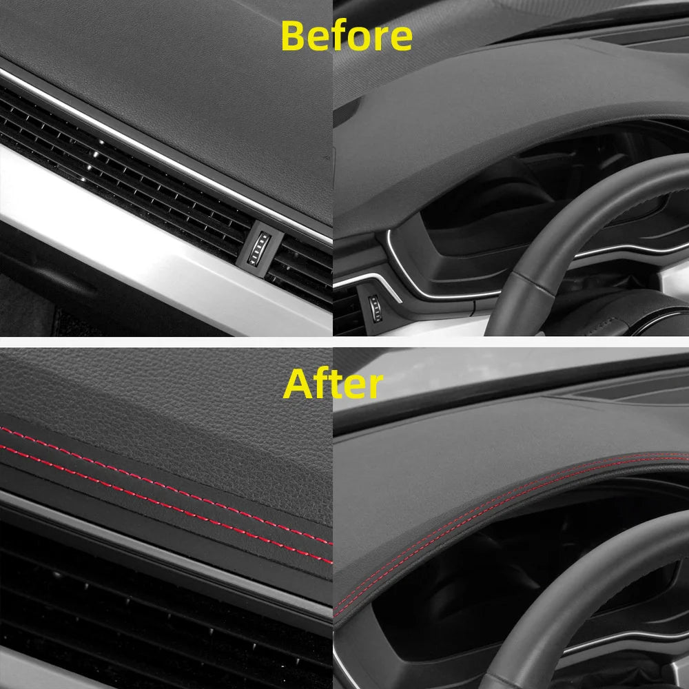 Universal Car Mouldings Trim Pu Leather DIY Braid Decorative Line Strip For Door Dashboard Sticker Car Interior Accessories - Slobuy