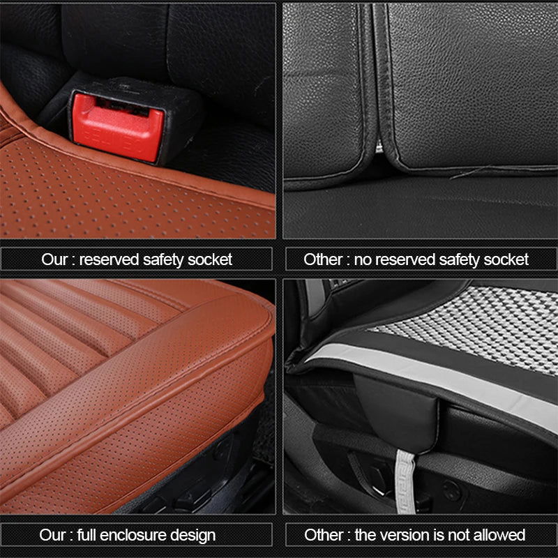 Universal Leather Car Seat Covers interior Automobiles Seats Cover Mats Auto Seat-Cover Cushion Protector Chair Pads Accessories - Slobuy