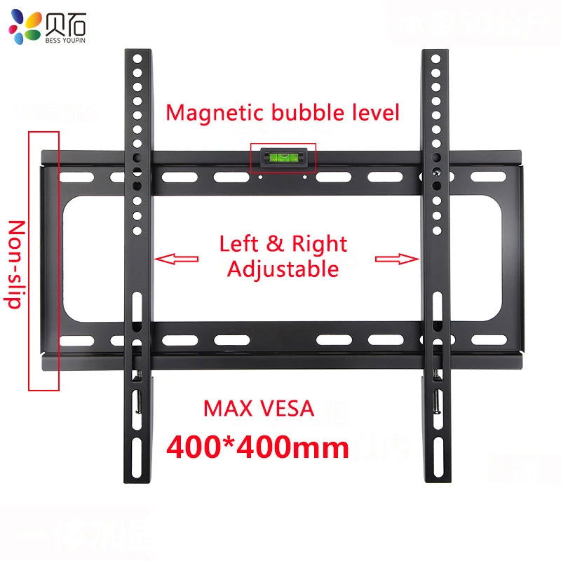 Universal TV Wall Mount Bracket for Most 26-55 Inch LED Plasma TV Mount up to VESA 400x400mm and 110 LBS Loading Capacity - Slobuy