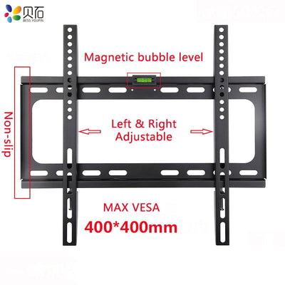 Universal TV Wall Mount Bracket for Most 26-55 Inch LED Plasma TV Mount up to VESA 400x400mm and 110 LBS Loading Capacity - Slobuy