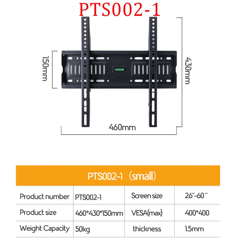 Universal TV Wall Mount Bracket for Most 26-55 Inch LED Plasma TV Mount up to VESA 400x400mm and 110 LBS Loading Capacity - Slobuy