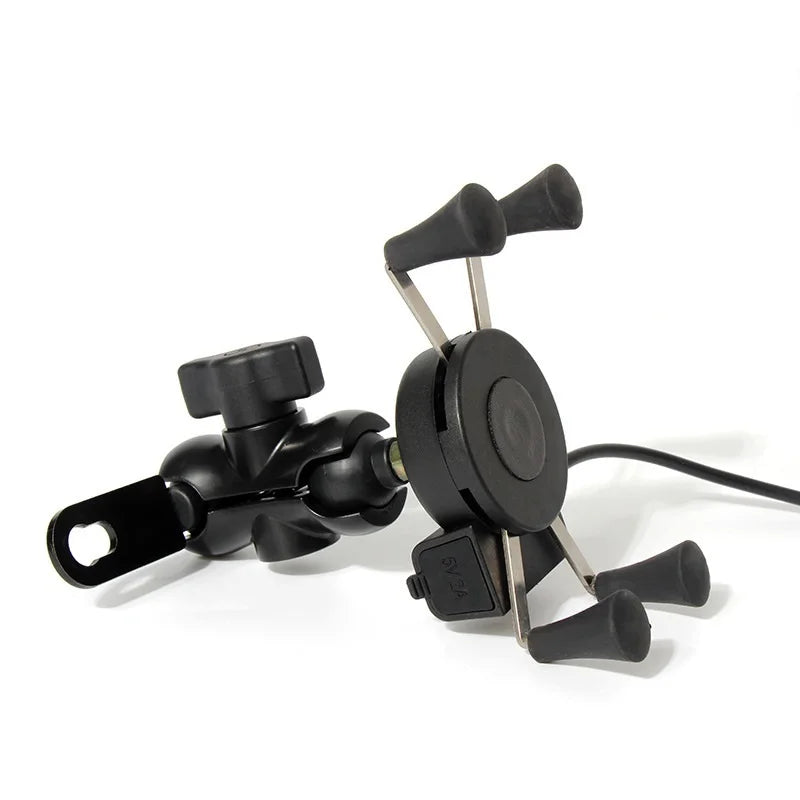 Universal Waterproof Bracket Motorcycle Motorbike Phone Holder Mirror Mount Clamp + USB Fast Charge Mobile Phone Accessories - Slobuy